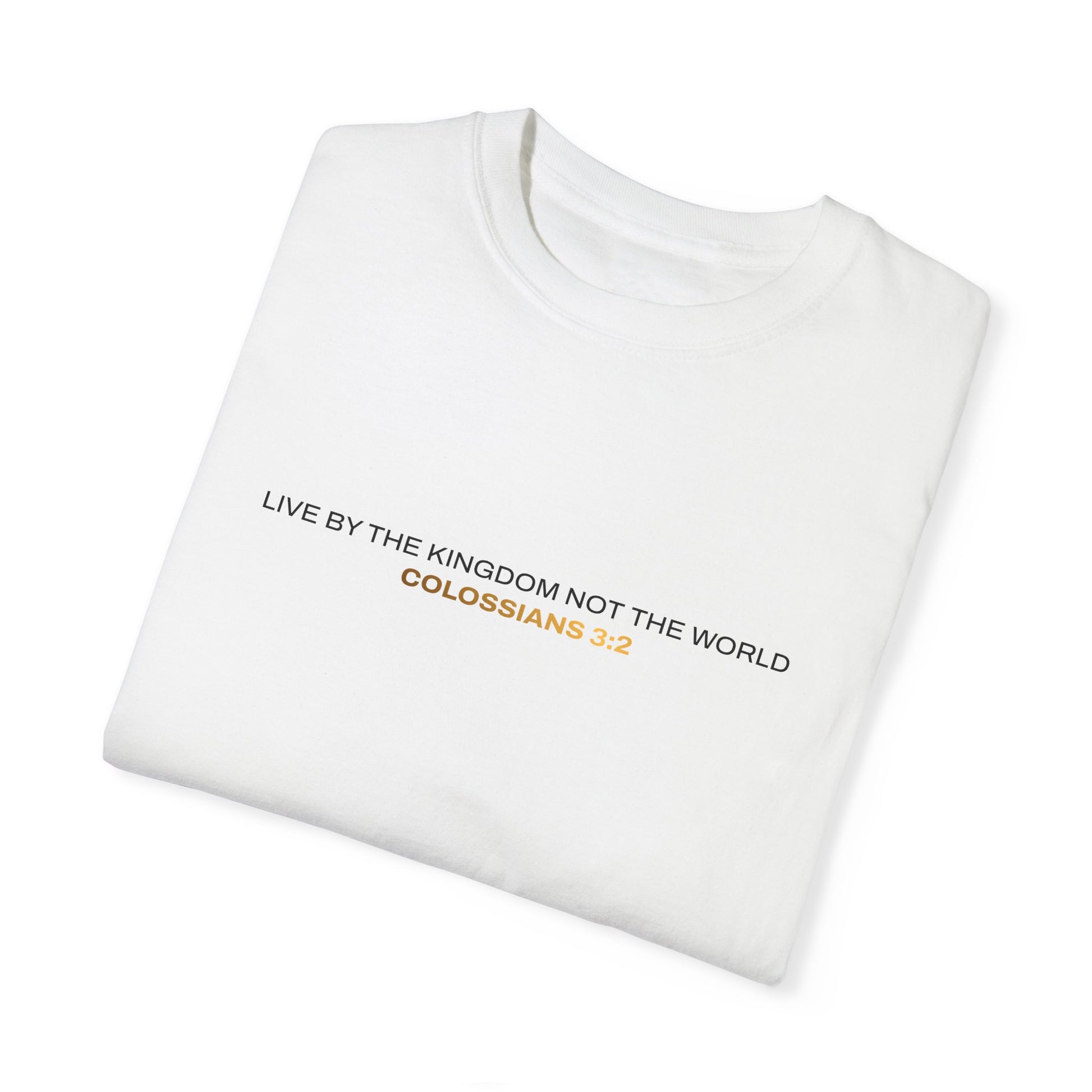 "Live By the Kingdom Not the World Colossians 3:2" Unisex Garment-Dyed T-Shirt - The Shield of Light