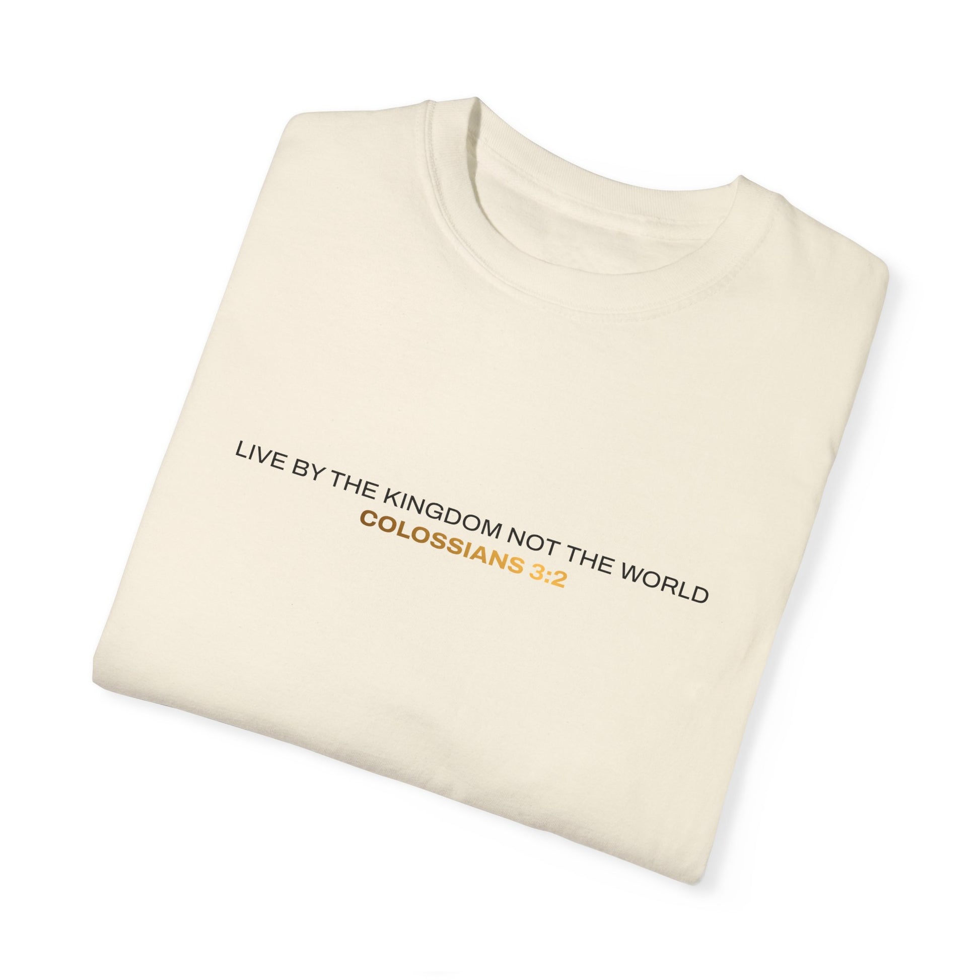 "Live By the Kingdom Not the World Colossians 3:2" Unisex Garment-Dyed T-Shirt - The Shield of Light