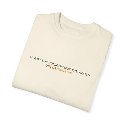 "Live By the Kingdom Not the World Colossians 3:2" Unisex Garment-Dyed T-Shirt - The Shield of Light