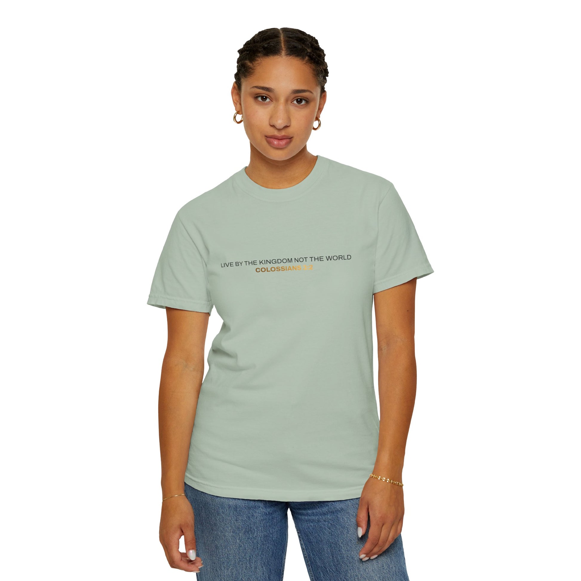 "Live By the Kingdom Not the World Colossians 3:2" Unisex Garment-Dyed T-Shirt - The Shield of Light