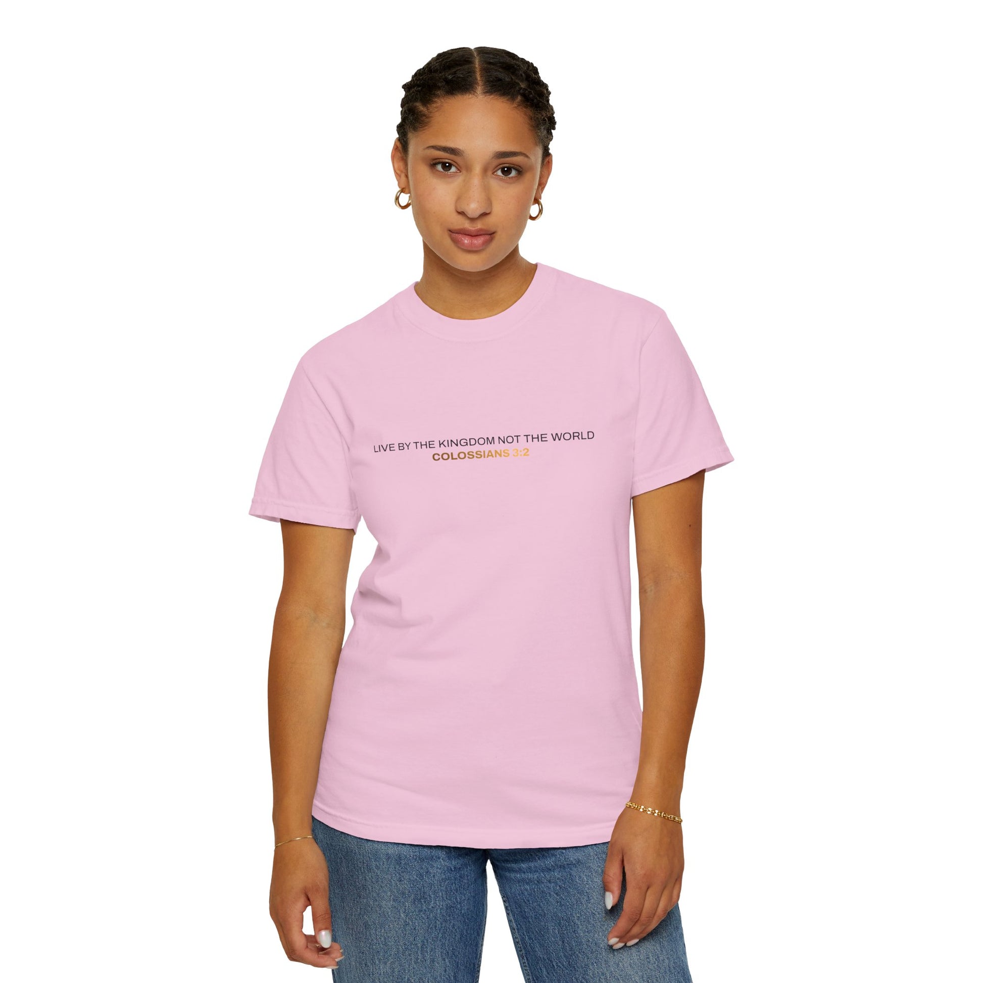 "Live By the Kingdom Not the World Colossians 3:2" Unisex Garment-Dyed T-Shirt - The Shield of Light