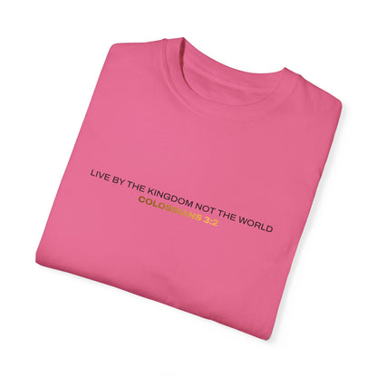 "Live By the Kingdom Not the World Colossians 3:2" Unisex Garment-Dyed T-Shirt - The Shield of Light