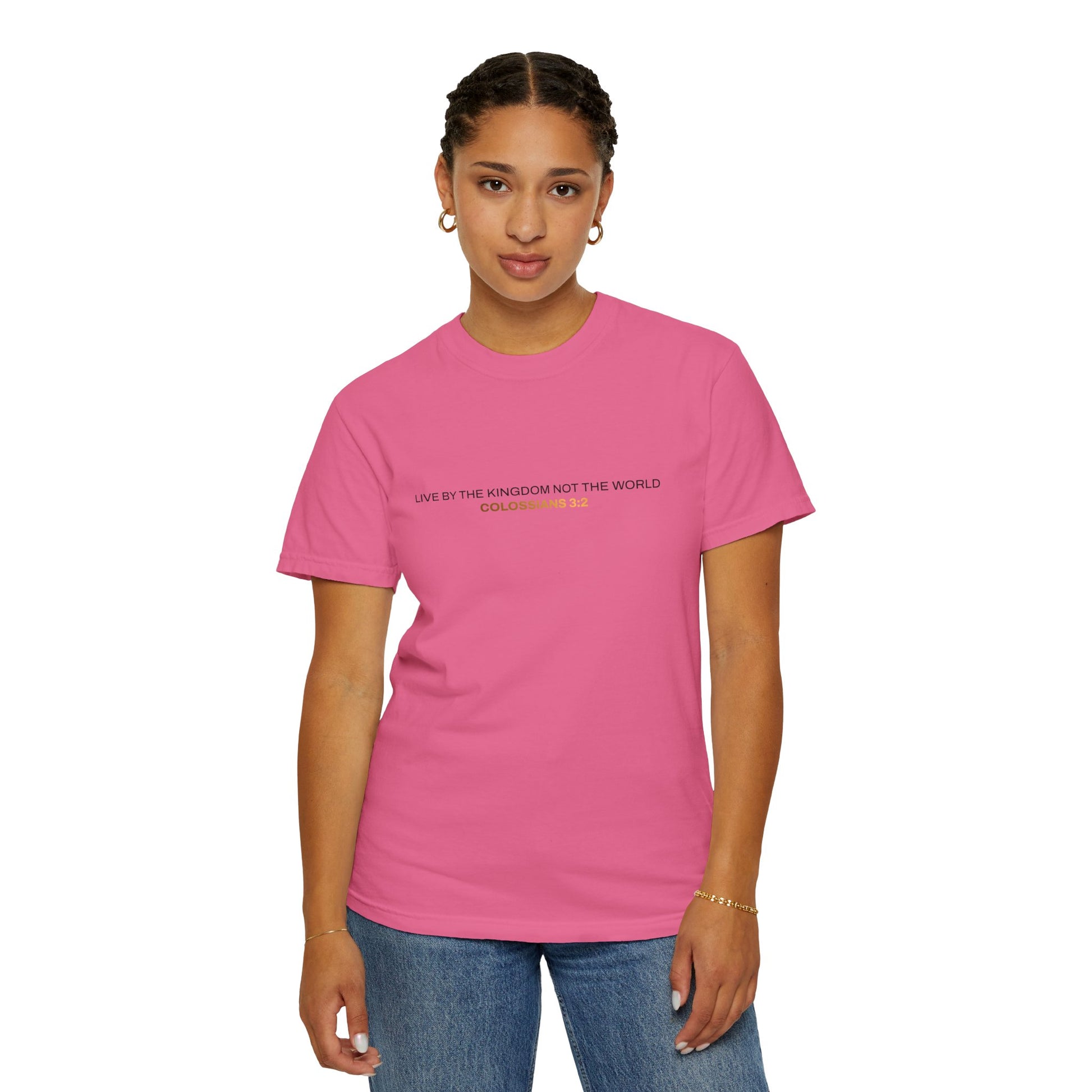 "Live By the Kingdom Not the World Colossians 3:2" Unisex Garment-Dyed T-Shirt - The Shield of Light