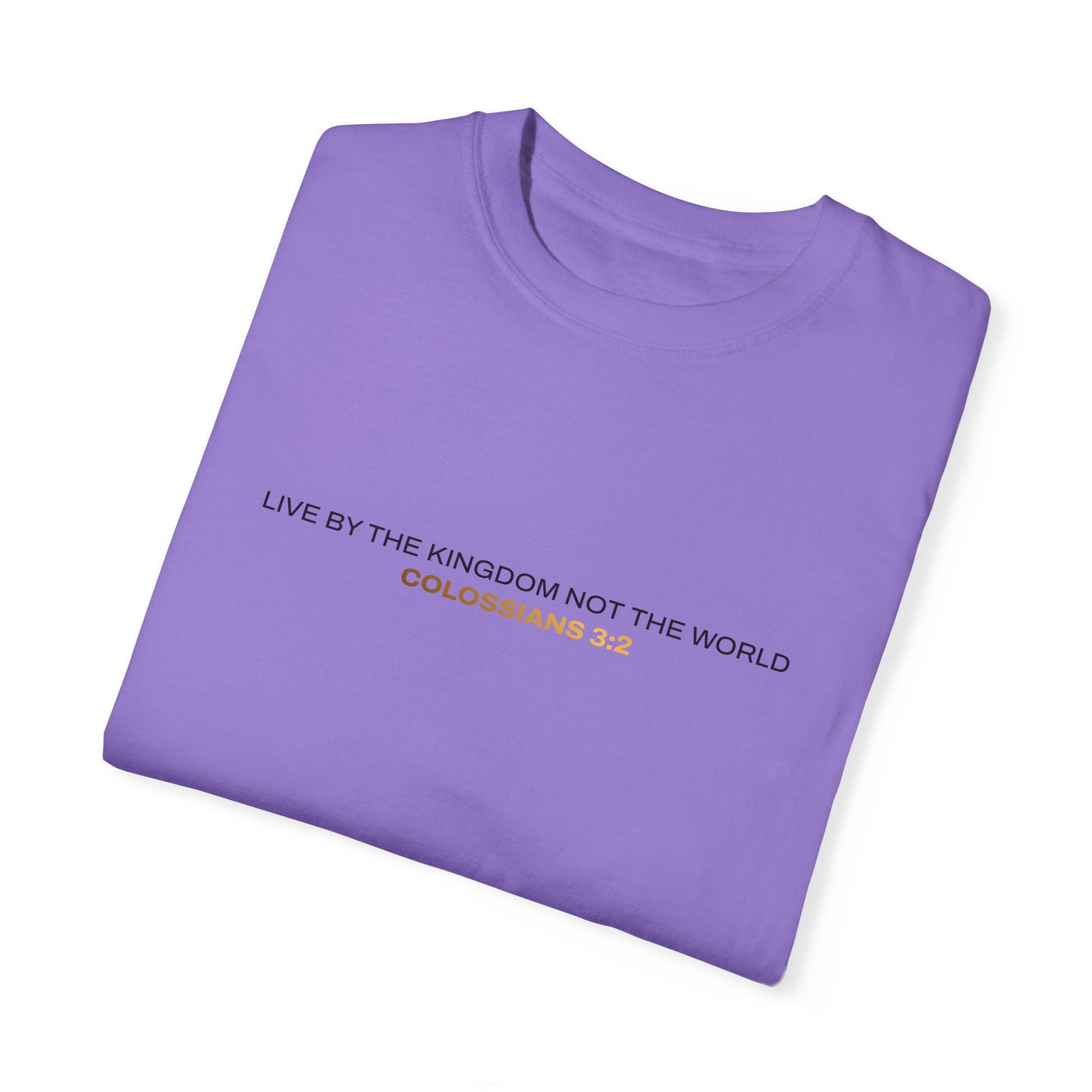 "Live By the Kingdom Not the World Colossians 3:2" Unisex Garment-Dyed T-Shirt - The Shield of Light