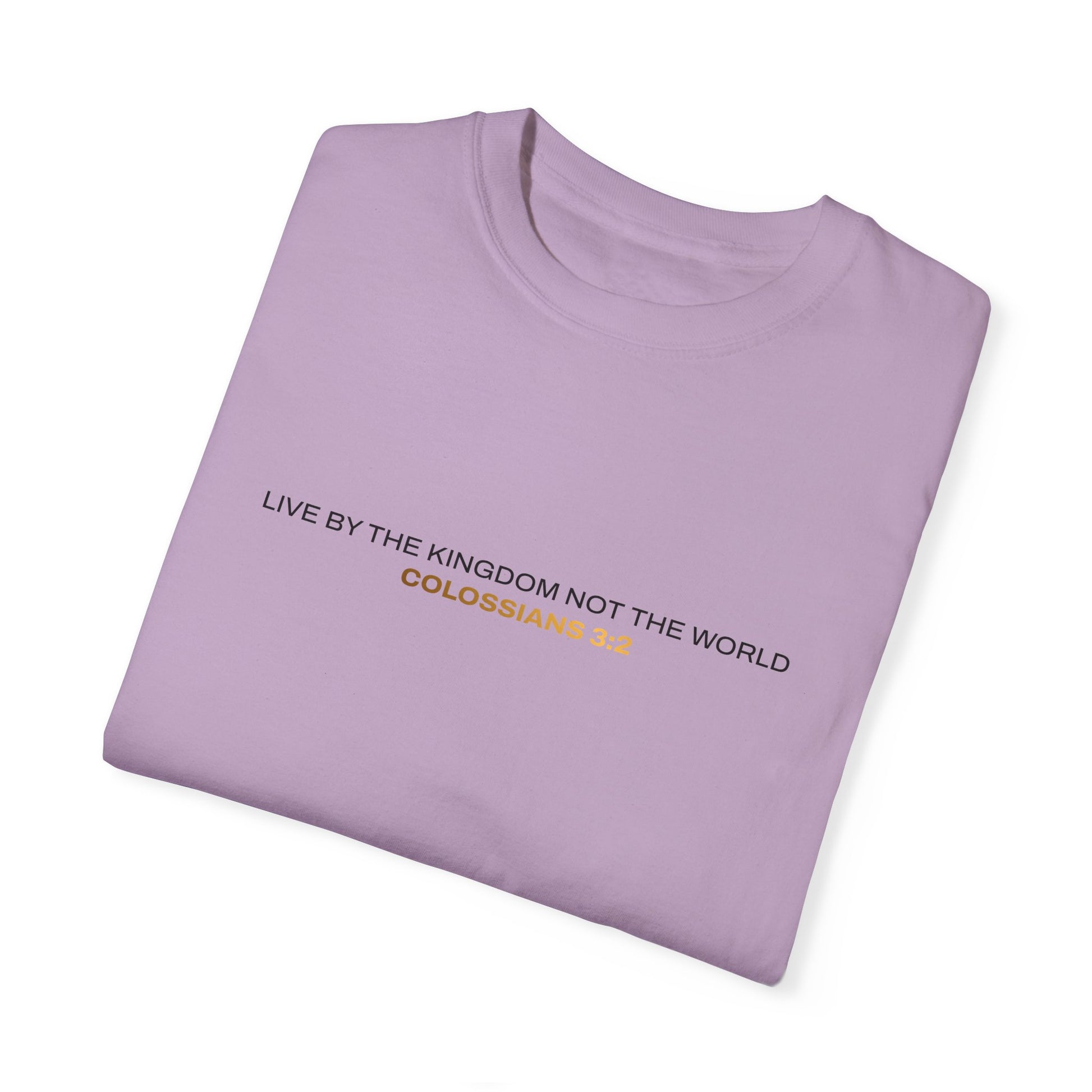 "Live By the Kingdom Not the World Colossians 3:2" Unisex Garment-Dyed T-Shirt - The Shield of Light