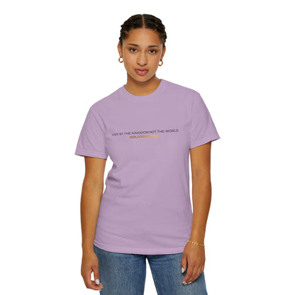 "Live By the Kingdom Not the World Colossians 3:2" Unisex Garment-Dyed T-Shirt - The Shield of Light