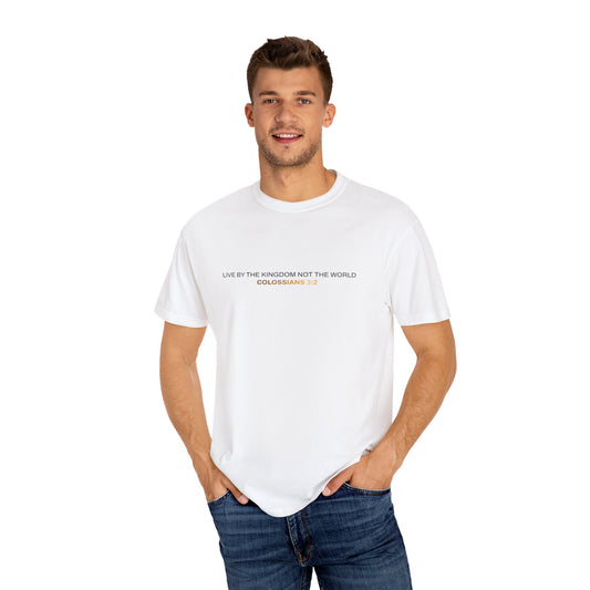 "Live By the Kingdom Not the World Colossians 3:2" Unisex Garment-Dyed T-Shirt" - The Shield of Light