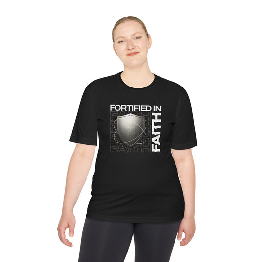 "Fortified In Faith " Unisex Moisture Wicking Tee - The Shield of Light