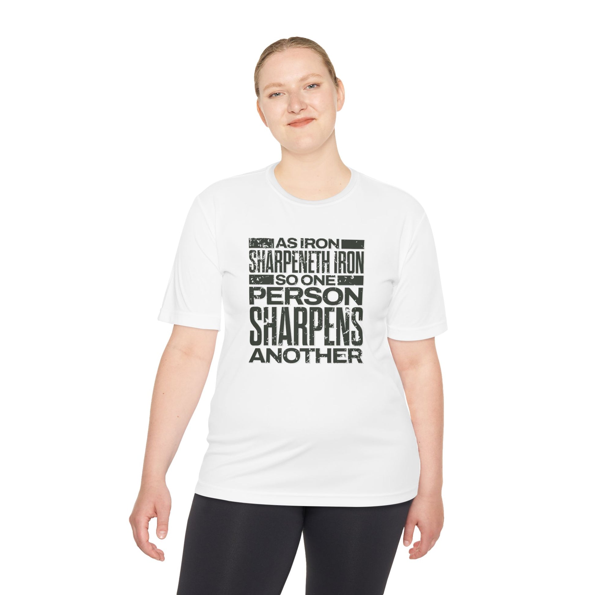 "As Iron Sharpeneth Iron So One Person Sharpens Another" Unisex Moisture Wicking Tee - The Shield of Light