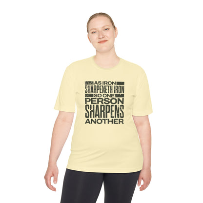 "As Iron Sharpeneth Iron So One Person Sharpens Another" Unisex Moisture Wicking Tee - The Shield of Light