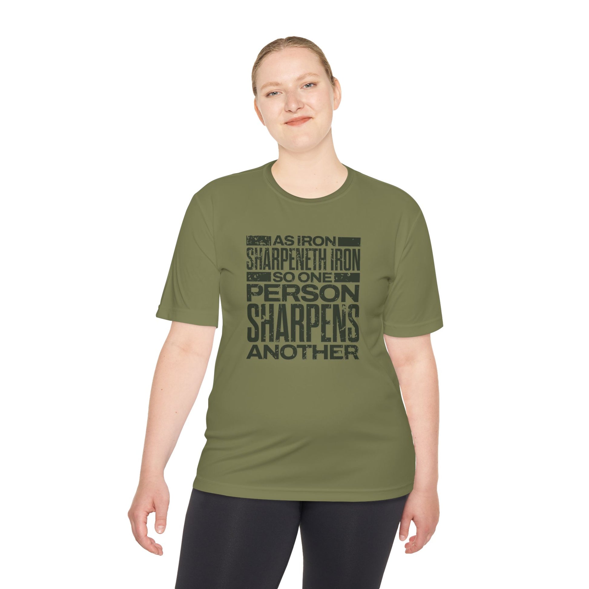 "As Iron Sharpeneth Iron So One Person Sharpens Another" Unisex Moisture Wicking Tee - The Shield of Light