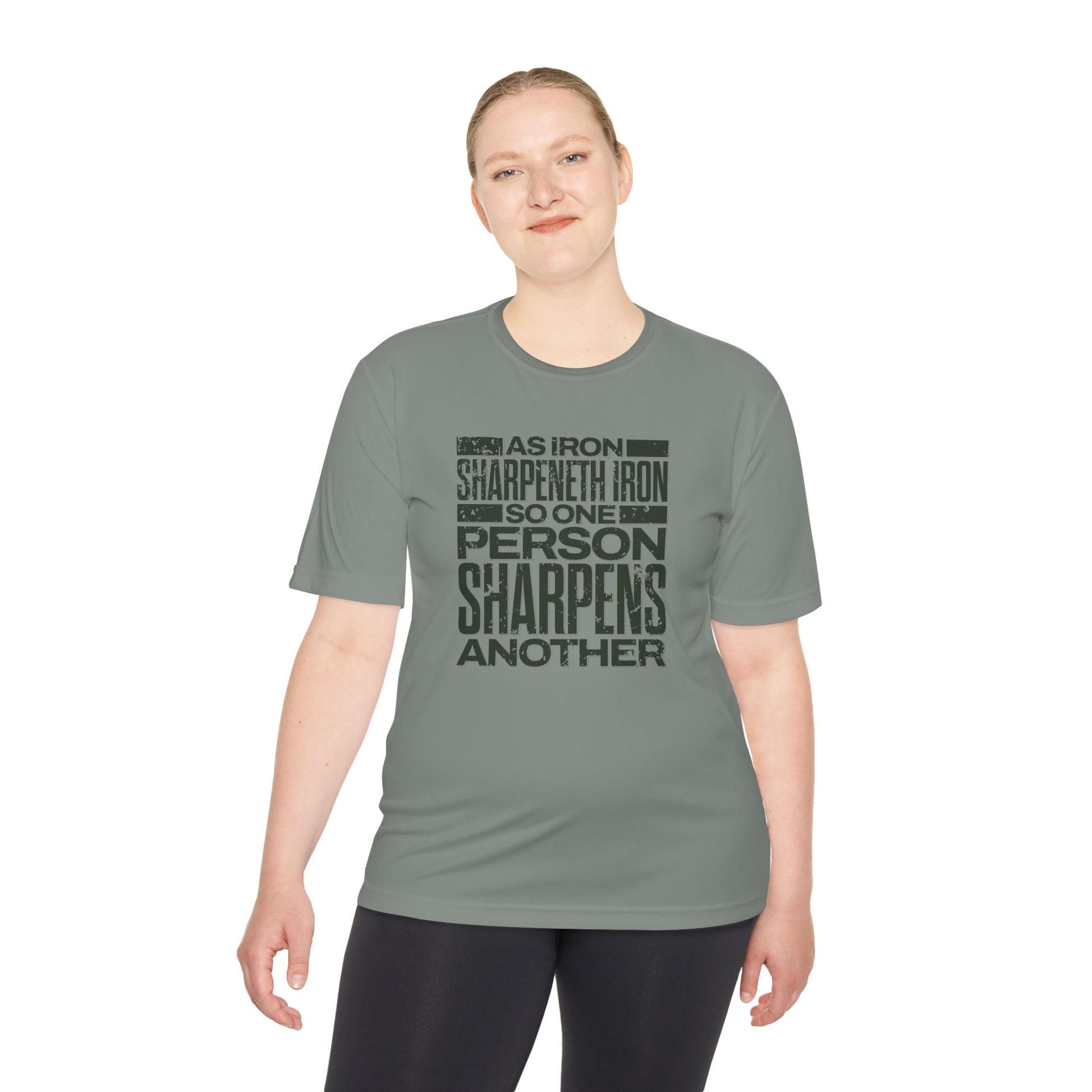 "As Iron Sharpeneth Iron So One Person Sharpens Another" Unisex Moisture Wicking Tee - The Shield of Light