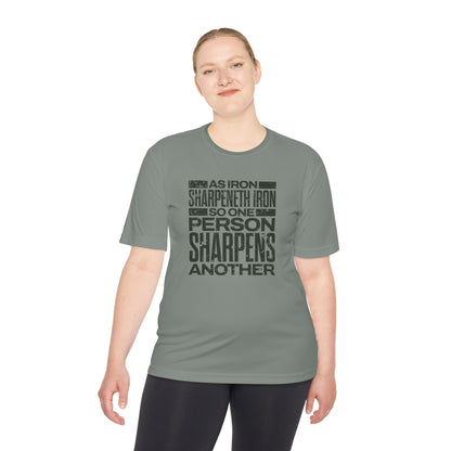 "As Iron Sharpeneth Iron So One Person Sharpens Another" Unisex Moisture Wicking Tee - The Shield of Light