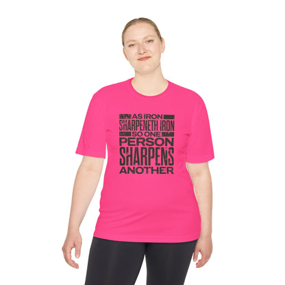 "As Iron Sharpeneth Iron So One Person Sharpens Another" Unisex Moisture Wicking Tee - The Shield of Light