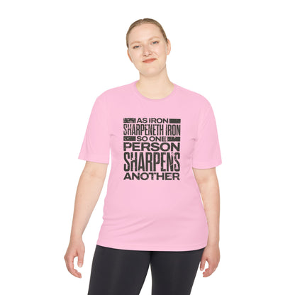 "As Iron Sharpeneth Iron So One Person Sharpens Another" Unisex Moisture Wicking Tee - The Shield of Light