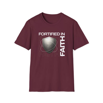 "Fortified In Faith "  Unisex Softstyle T-Shirt - The Shield of Light