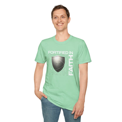 "Fortified In Faith "  Unisex Softstyle T-Shirt - The Shield of Light