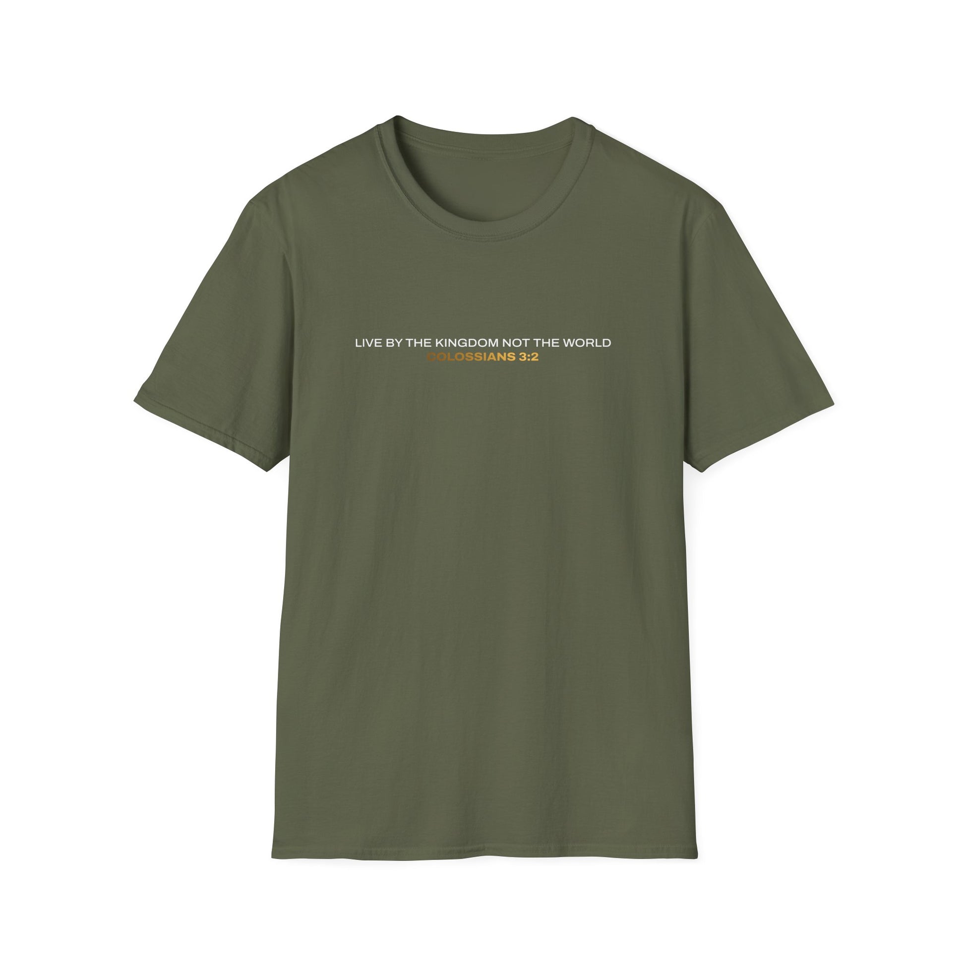 "Live By the Kingdom Not the World Colossians 3:2" Unisex Softstyle T-Shirt - The Shield of Light
