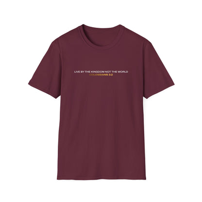 "Live By the Kingdom Not the World Colossians 3:2" Unisex Softstyle T-Shirt - The Shield of Light