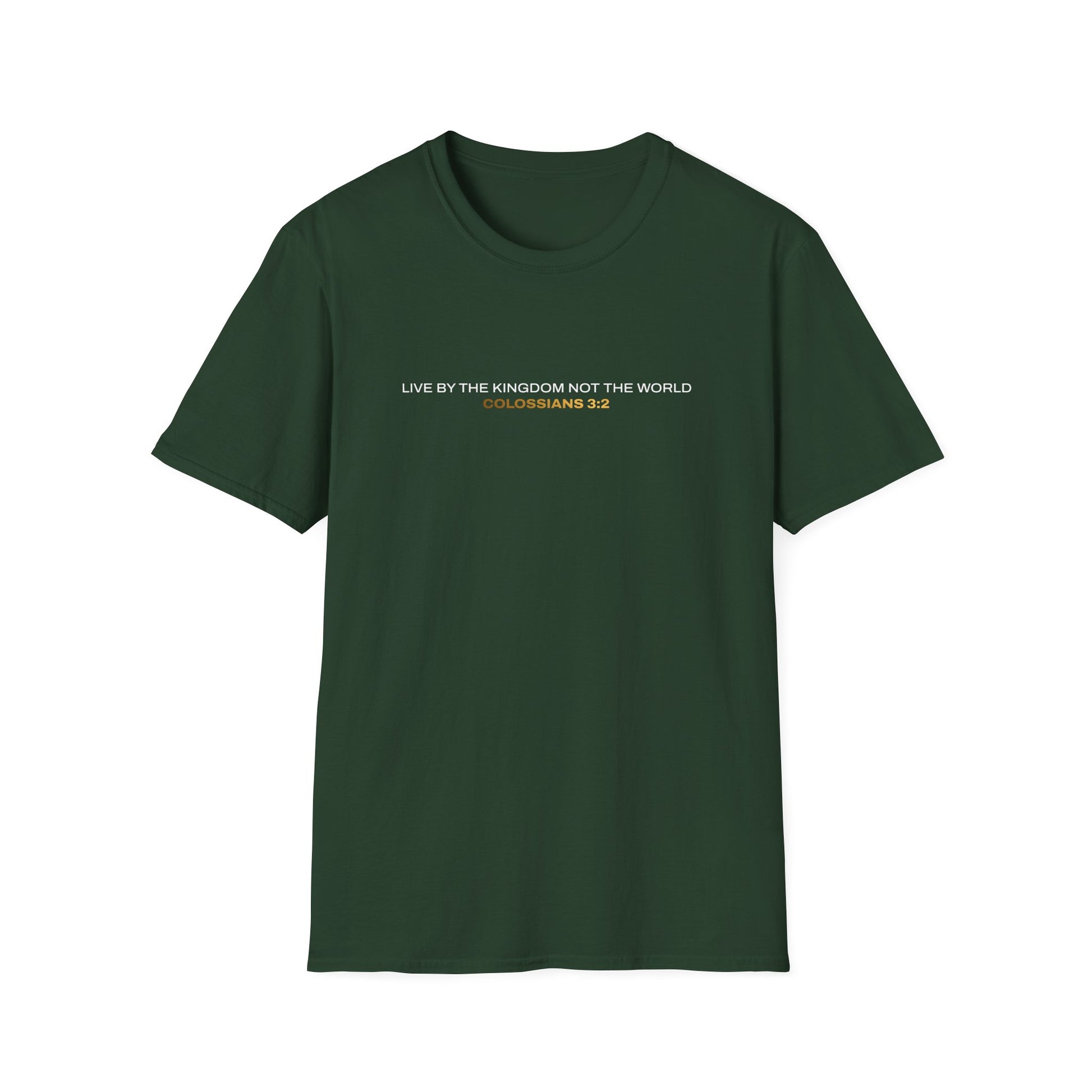 "Live By the Kingdom Not the World Colossians 3:2" Unisex Softstyle T-Shirt - The Shield of Light