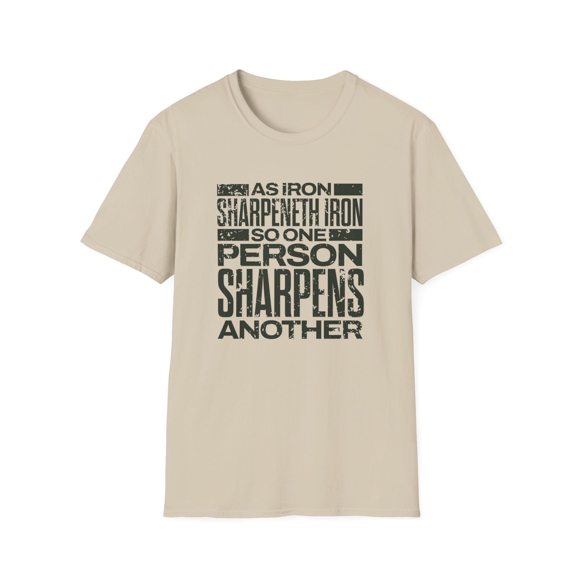 "As Iron Sharpeneth Iron So One Person Sharpens Another" Unisex Softstyle T-Shirt - The Shield of Light