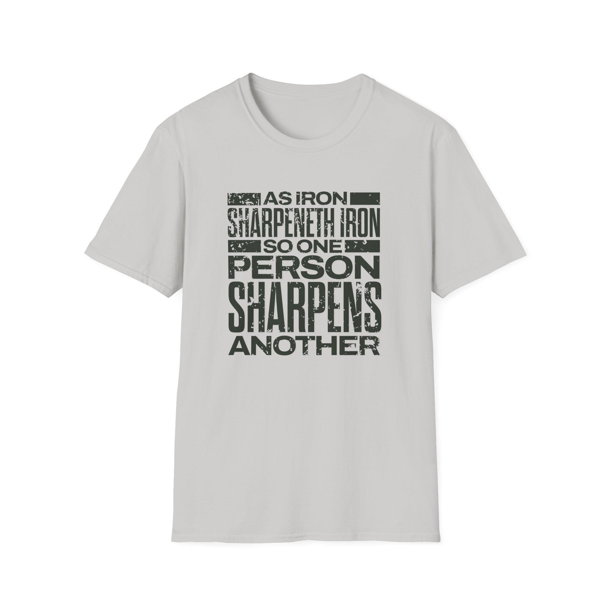 "As Iron Sharpeneth Iron So One Person Sharpens Another" Unisex Softstyle T-Shirt - The Shield of Light