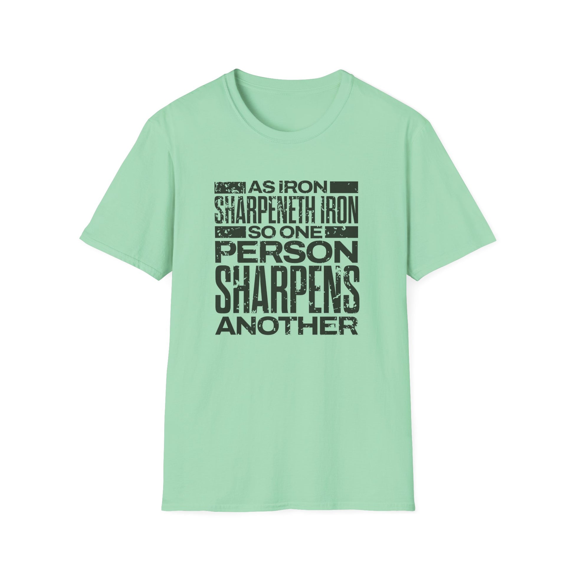 "As Iron Sharpeneth Iron So One Person Sharpens Another" Unisex Softstyle T-Shirt - The Shield of Light