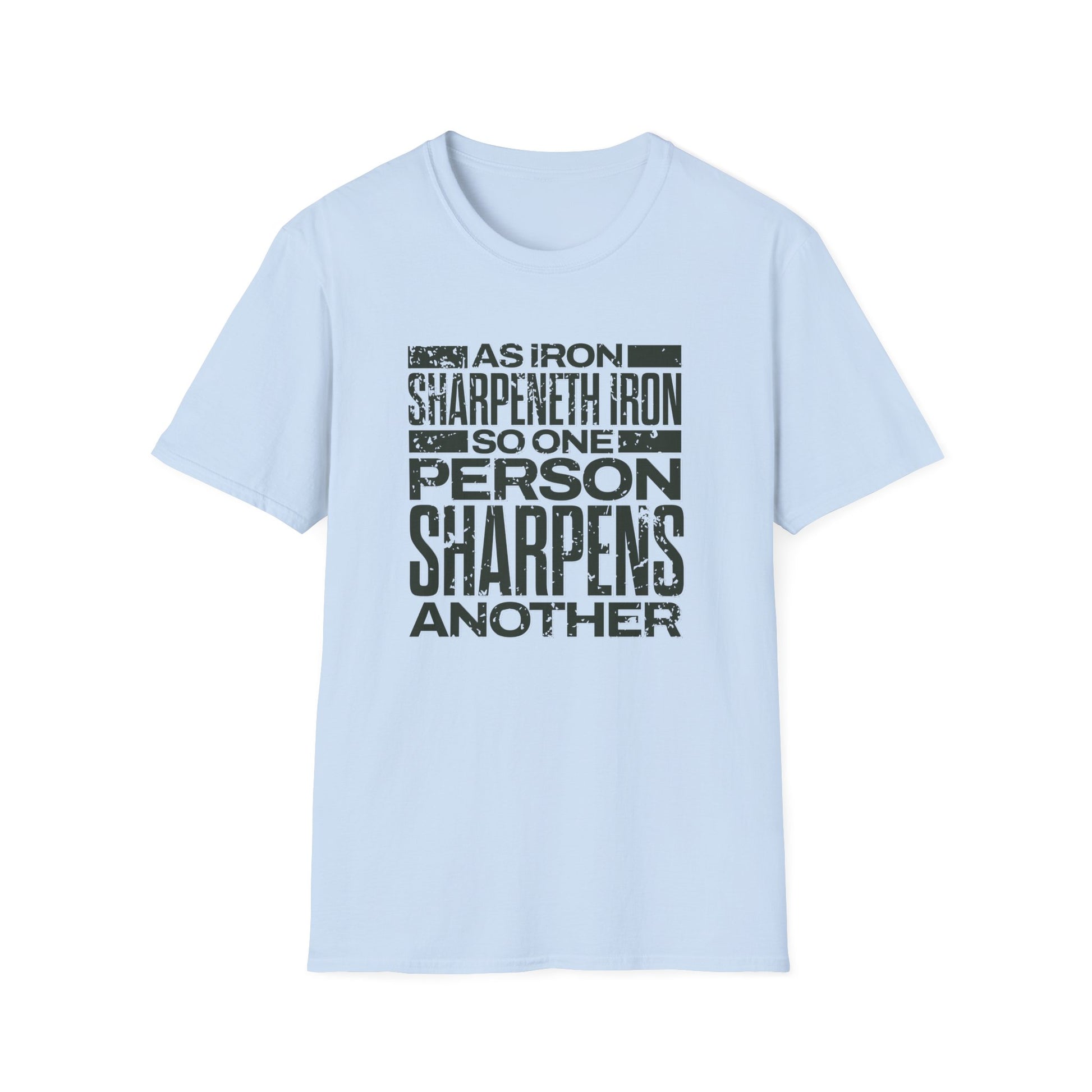 "As Iron Sharpeneth Iron So One Person Sharpens Another" Unisex Softstyle T-Shirt - The Shield of Light