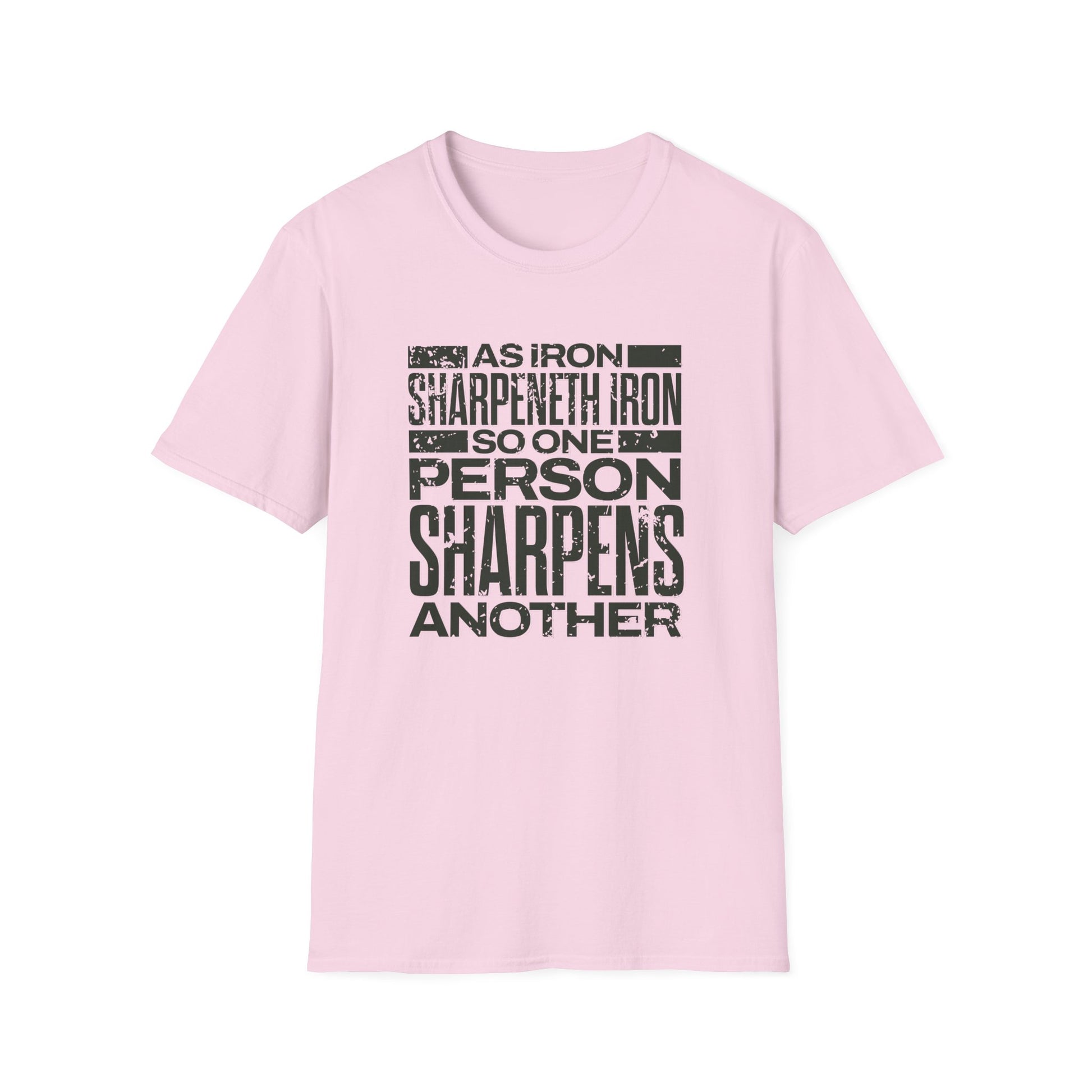 "As Iron Sharpeneth Iron So One Person Sharpens Another" Unisex Softstyle T-Shirt - The Shield of Light