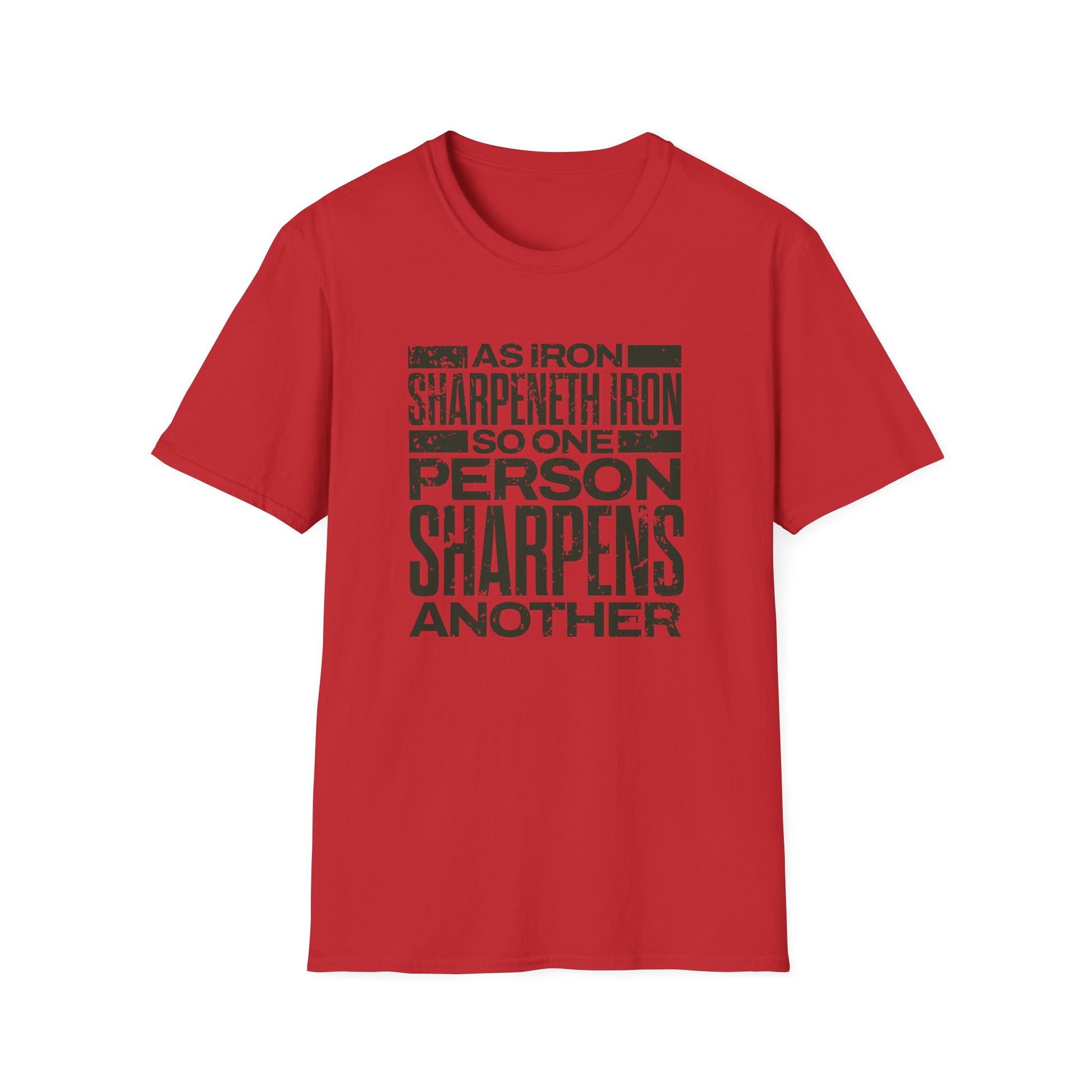 "As Iron Sharpeneth Iron So One Person Sharpens Another" Unisex Softstyle T-Shirt - The Shield of Light