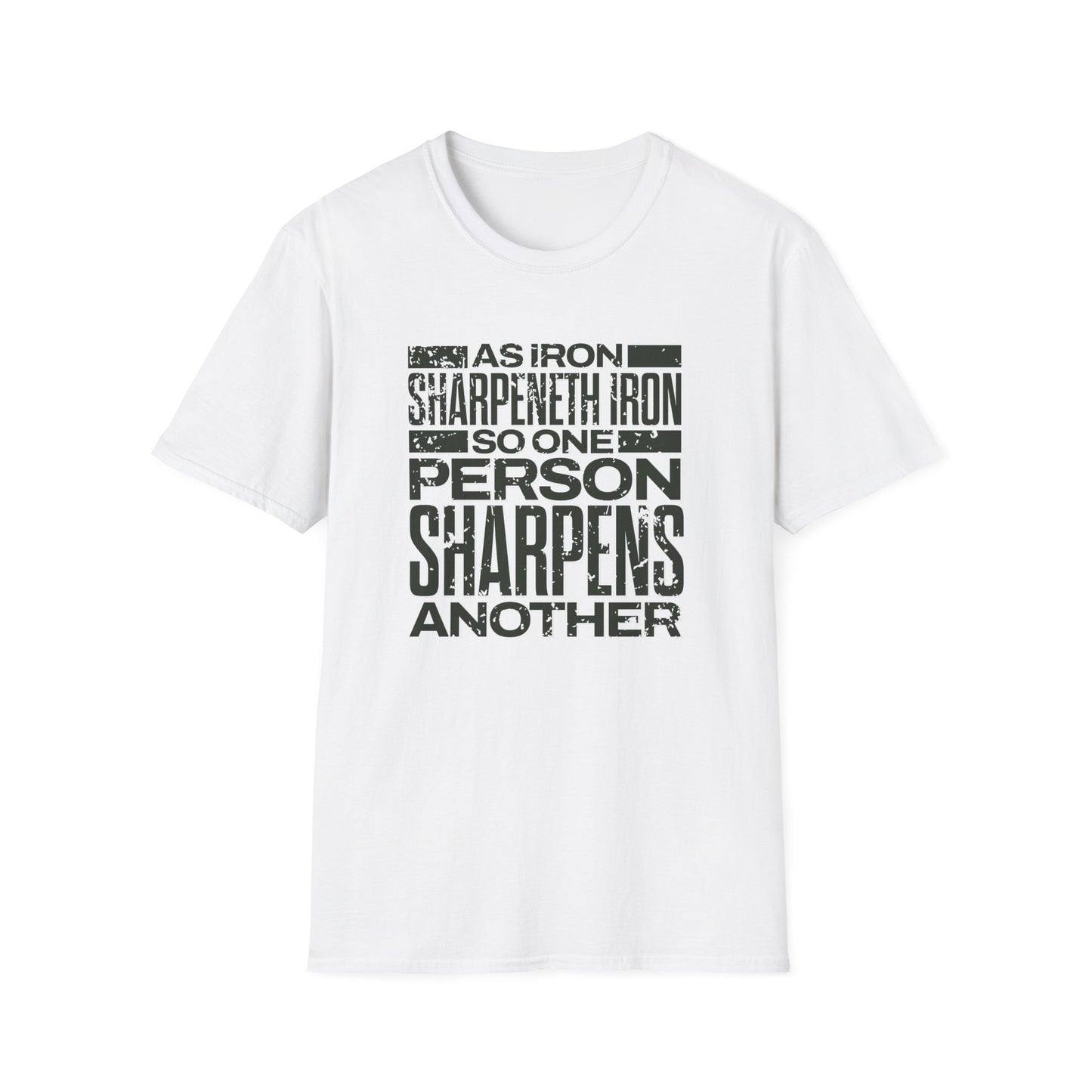 "As Iron Sharpeneth Iron So One Person Sharpens Another" Unisex Softstyle T-Shirt - The Shield of Light