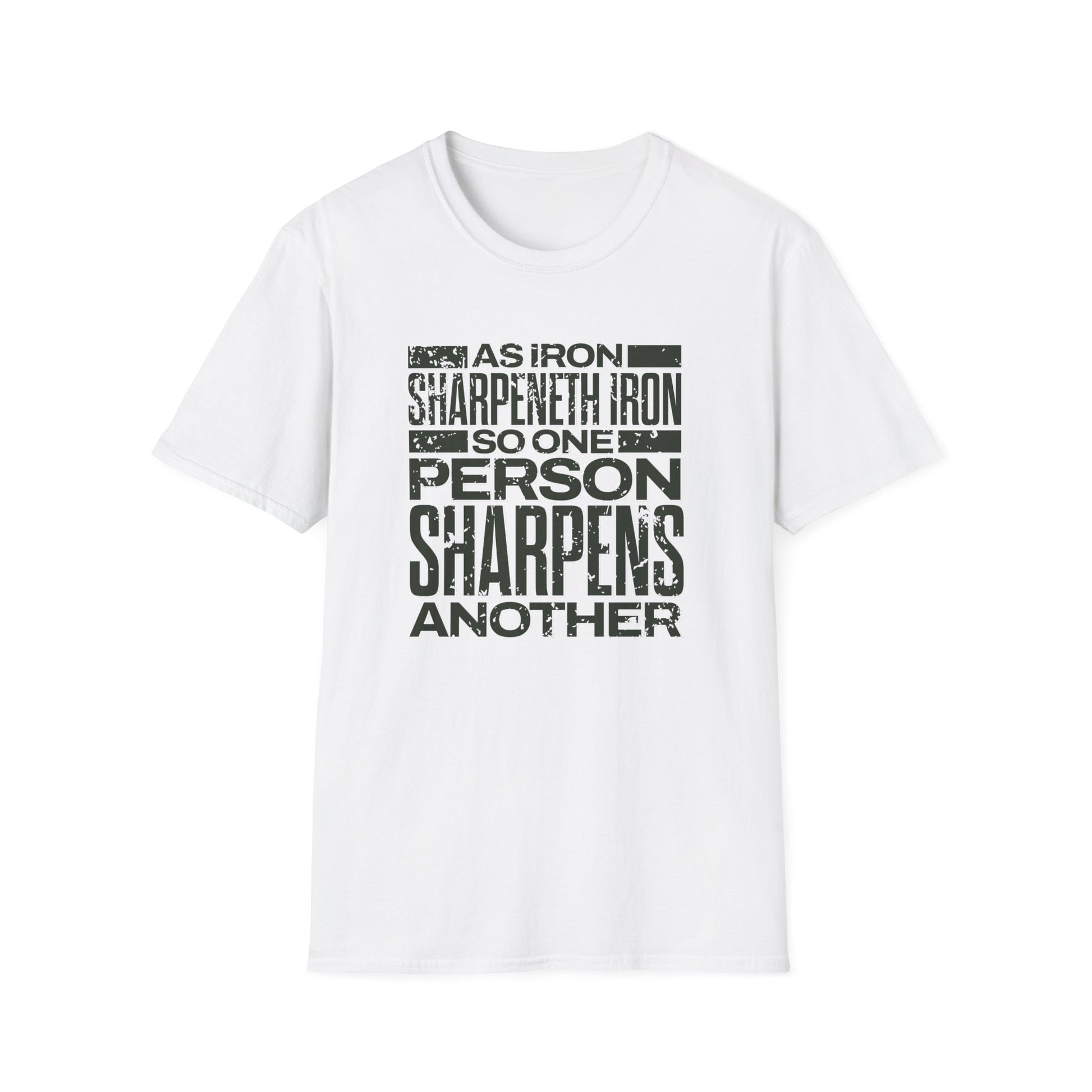 "As Iron Sharpeneth Iron So One Person Sharpens Another" Unisex Softstyle T-Shirt - The Shield of Light