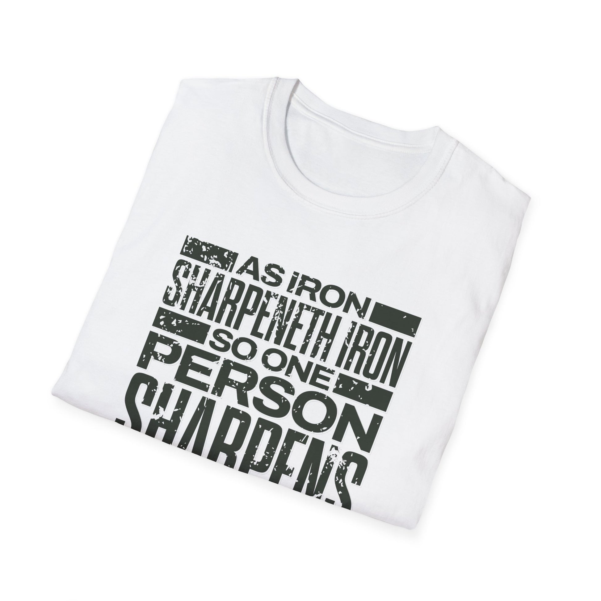 "As Iron Sharpeneth Iron So One Person Sharpens Another" Unisex Softstyle T-Shirt - The Shield of Light