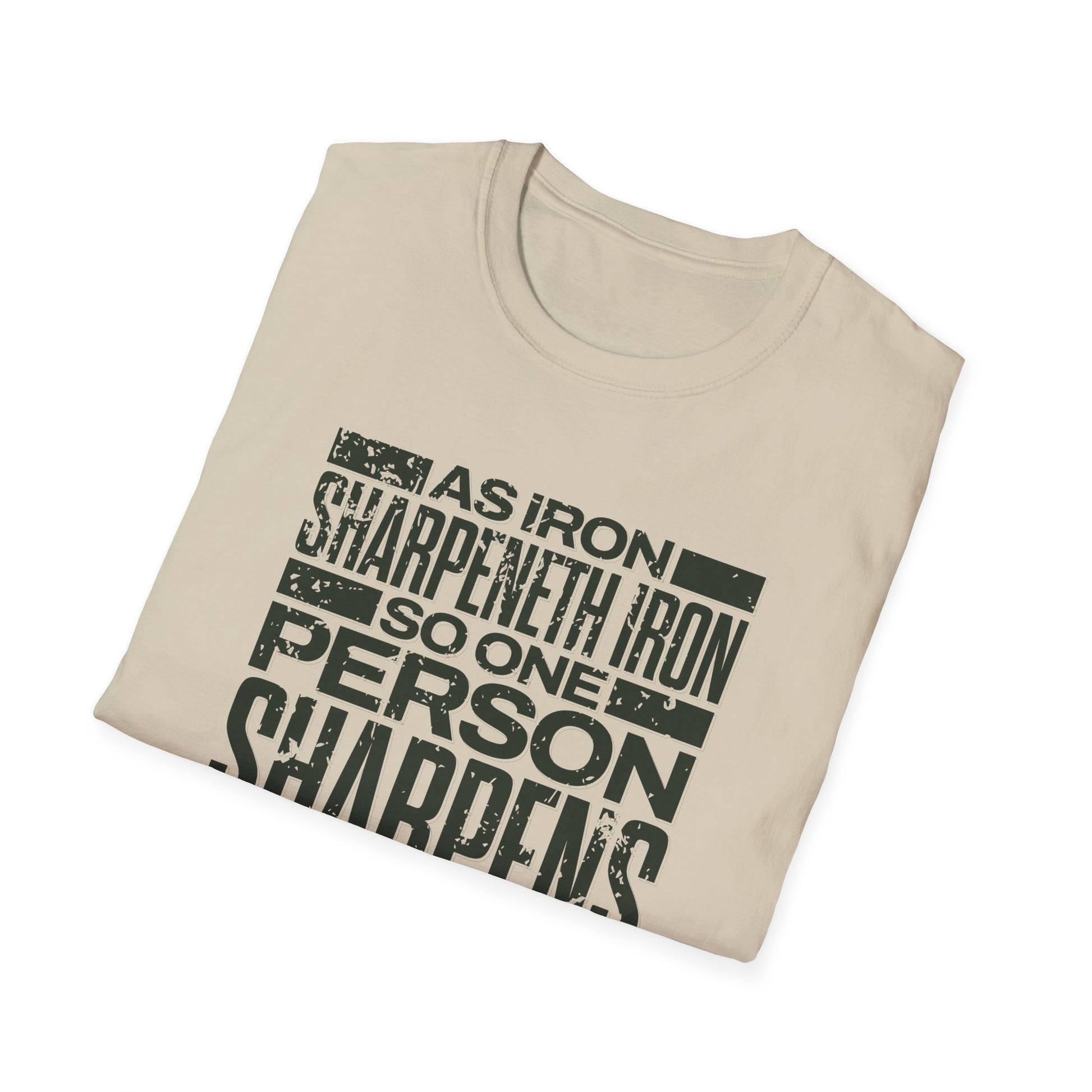 "As Iron Sharpeneth Iron So One Person Sharpens Another" Unisex Softstyle T-Shirt - The Shield of Light