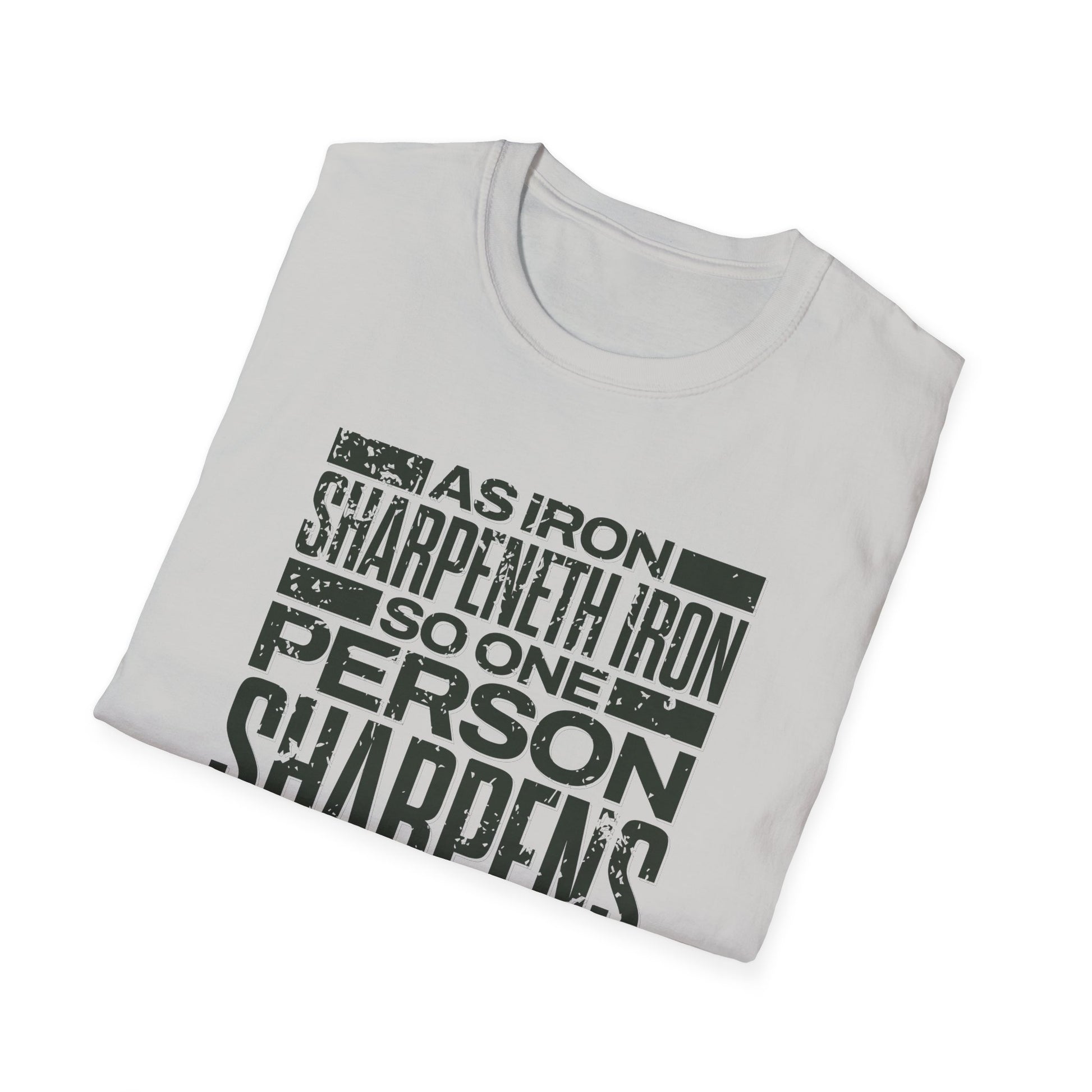 "As Iron Sharpeneth Iron So One Person Sharpens Another" Unisex Softstyle T-Shirt - The Shield of Light