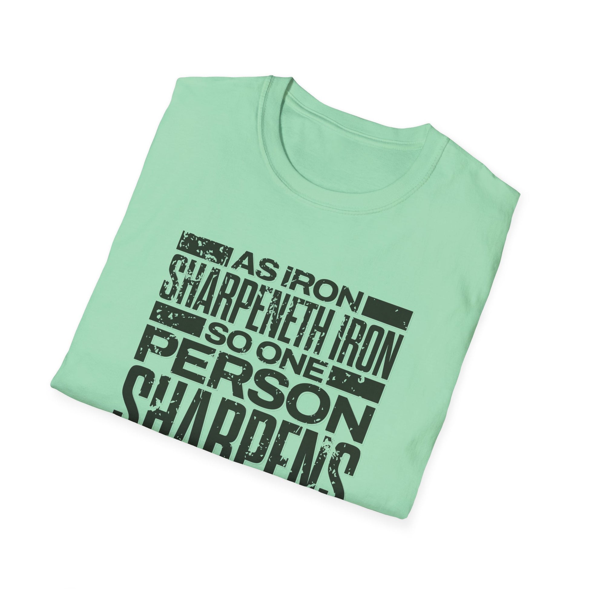 "As Iron Sharpeneth Iron So One Person Sharpens Another" Unisex Softstyle T-Shirt - The Shield of Light