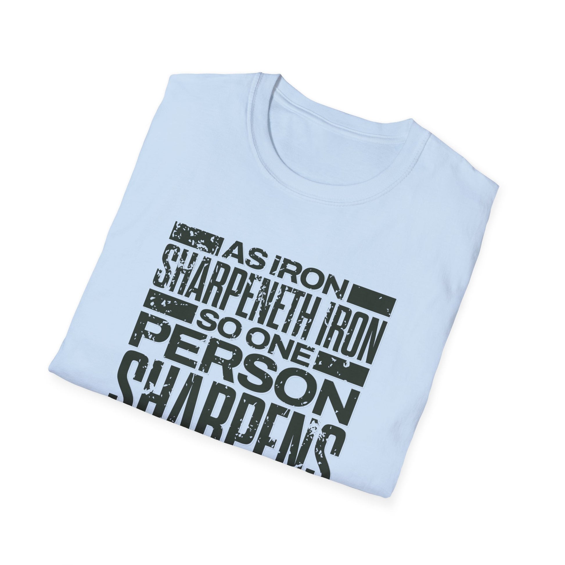 "As Iron Sharpeneth Iron So One Person Sharpens Another" Unisex Softstyle T-Shirt - The Shield of Light