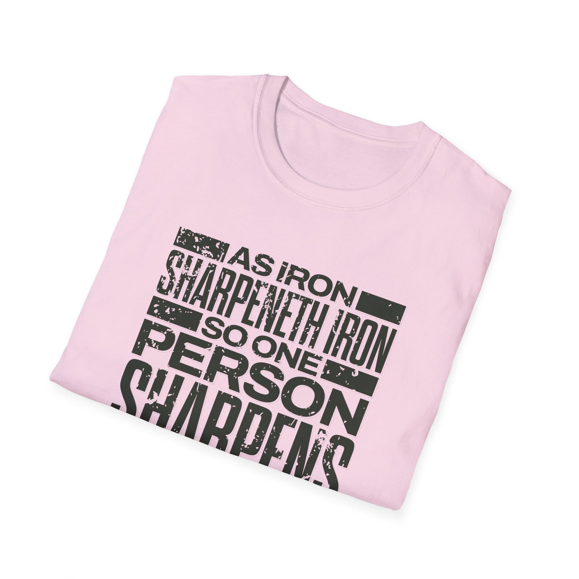 "As Iron Sharpeneth Iron So One Person Sharpens Another" Unisex Softstyle T-Shirt - The Shield of Light