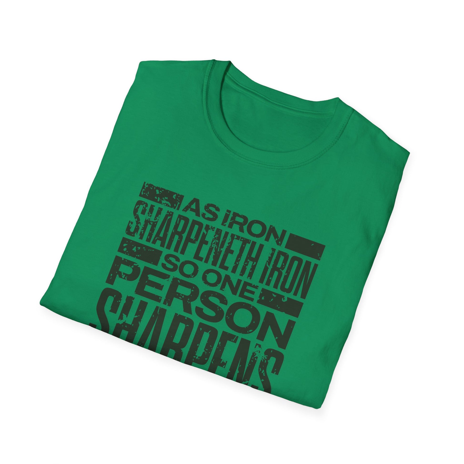 "As Iron Sharpeneth Iron So One Person Sharpens Another" Unisex Softstyle T-Shirt - The Shield of Light