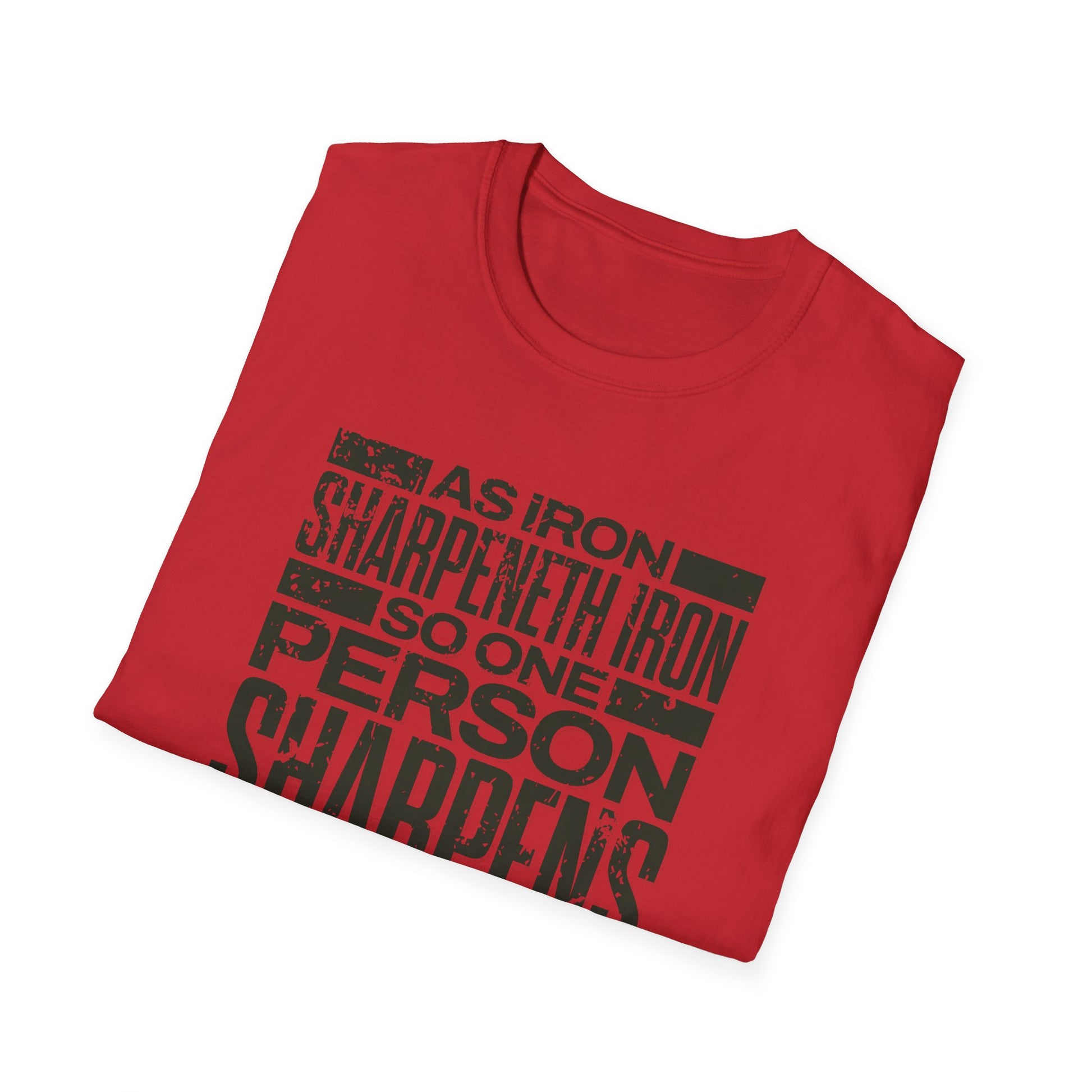 "As Iron Sharpeneth Iron So One Person Sharpens Another" Unisex Softstyle T-Shirt - The Shield of Light