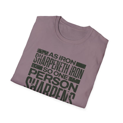 "As Iron Sharpeneth Iron So One Person Sharpens Another" Unisex Softstyle T-Shirt - The Shield of Light