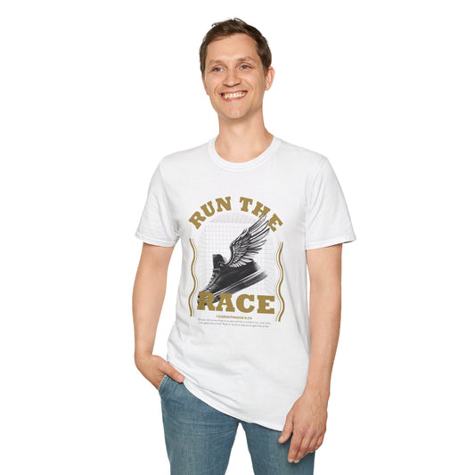 "Run The Race" Unisex Softstyle T-Shirt - The Shield of Light