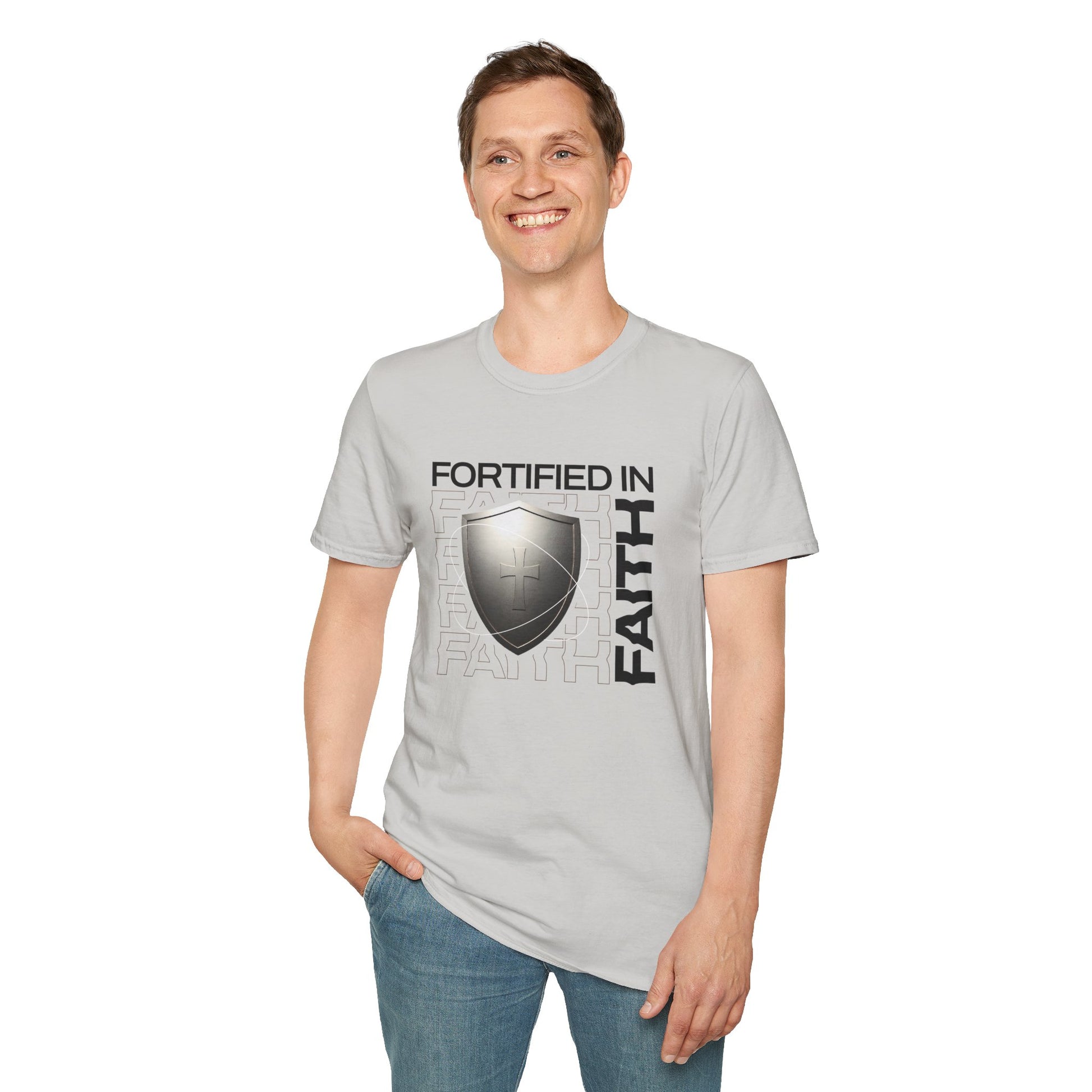 "Fortified In Faith " Unisex Softstyle T-Shirt - The Shield of Light