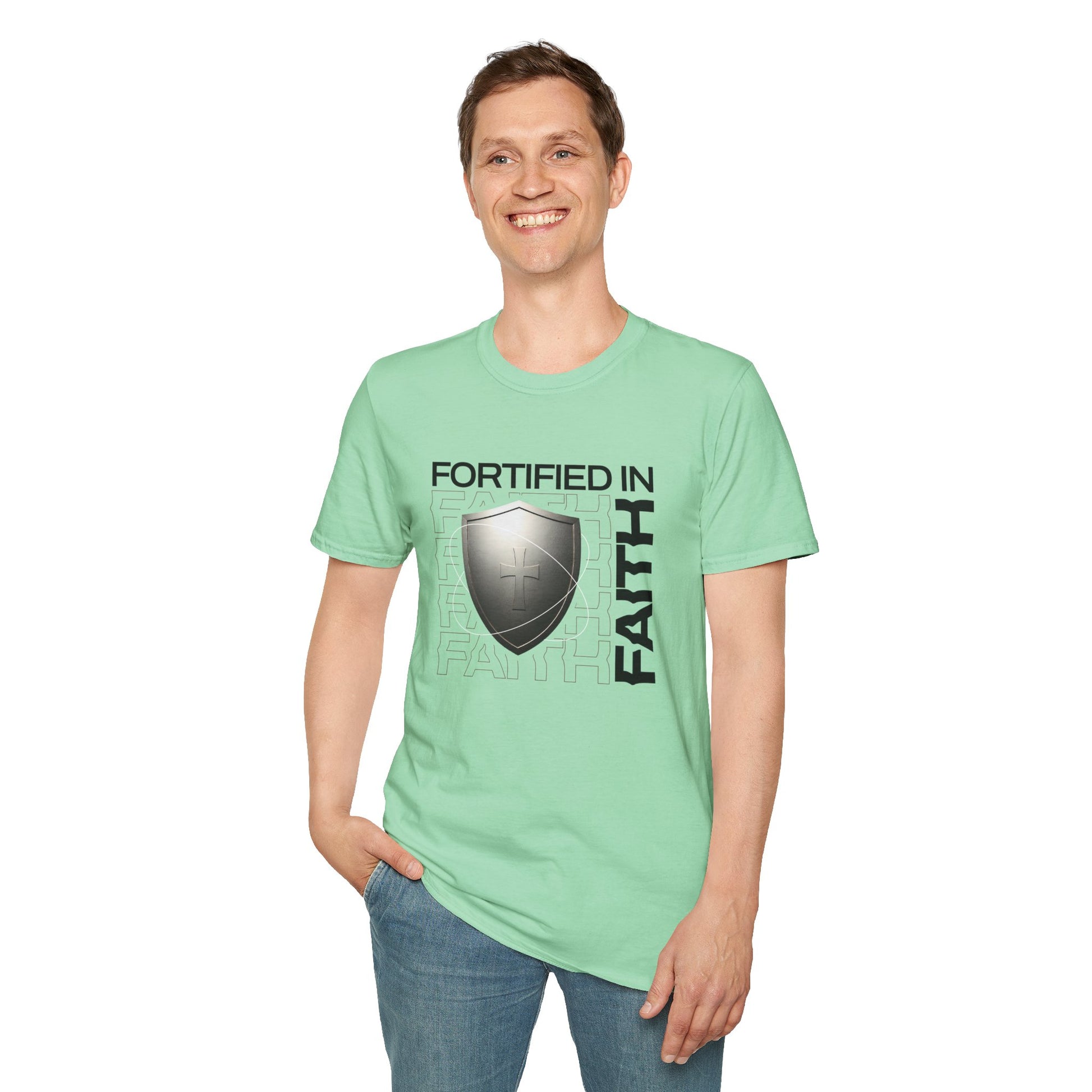 "Fortified In Faith " Unisex Softstyle T-Shirt - The Shield of Light