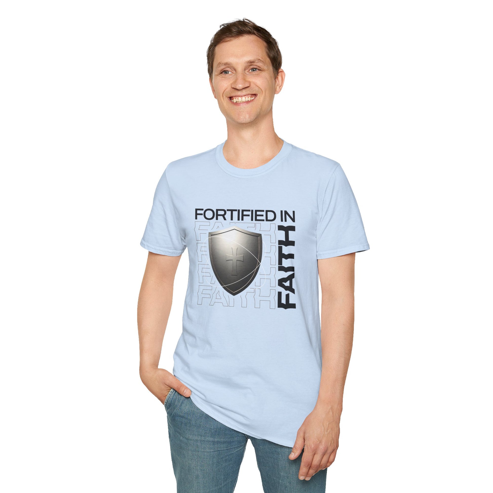 "Fortified In Faith " Unisex Softstyle T-Shirt - The Shield of Light