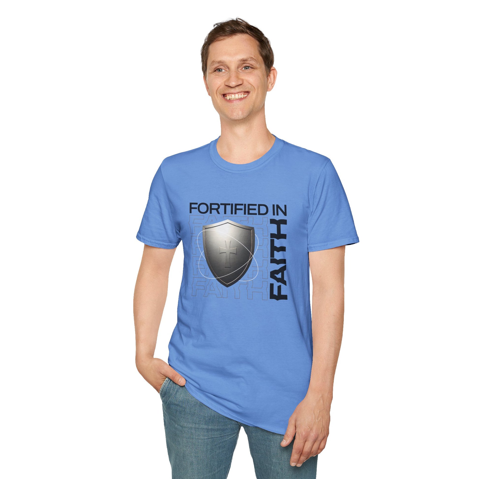 "Fortified In Faith " Unisex Softstyle T-Shirt - The Shield of Light