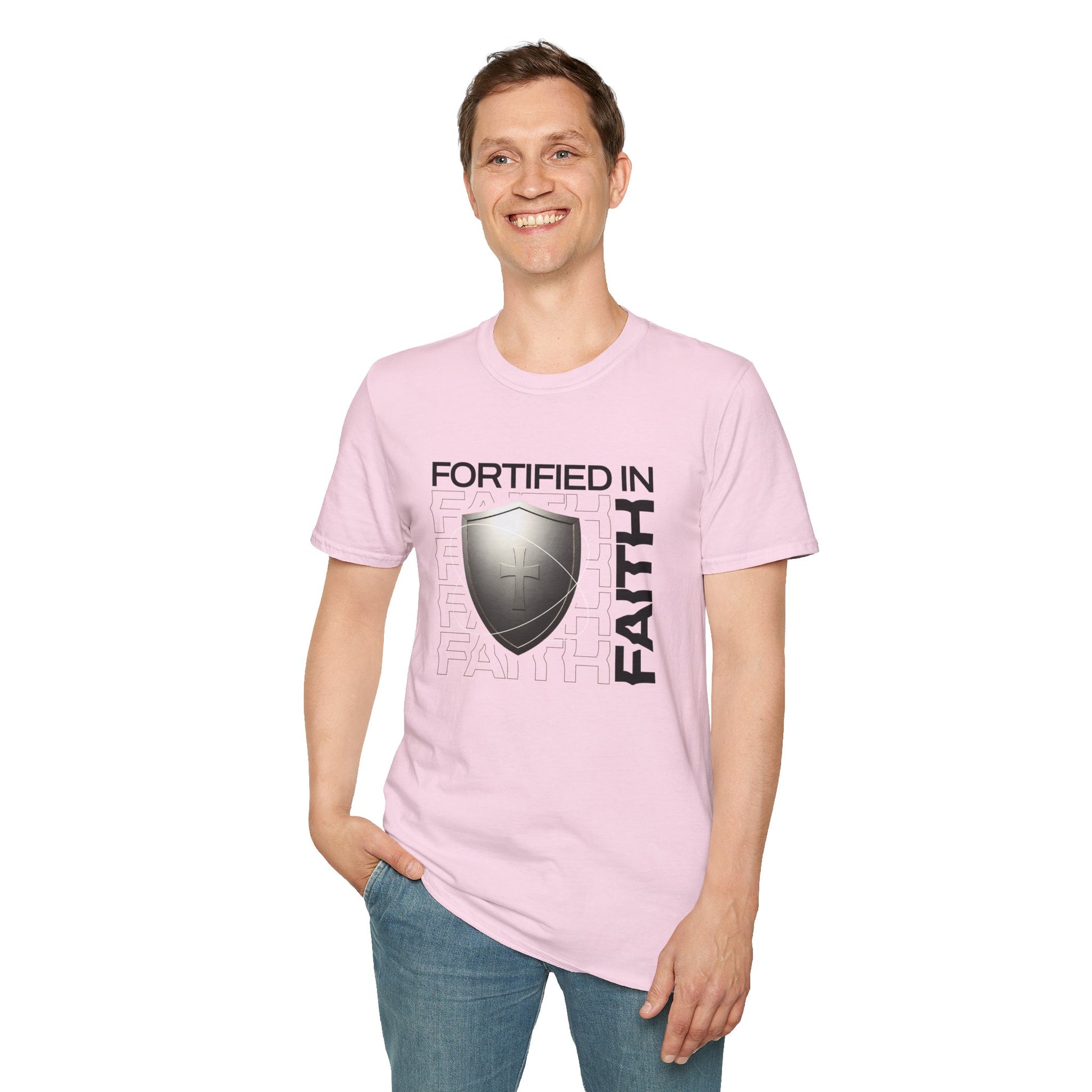 "Fortified In Faith " Unisex Softstyle T-Shirt - The Shield of Light