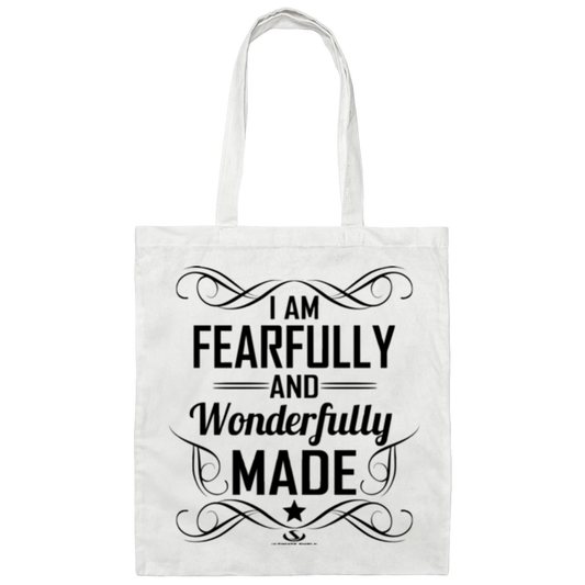 I AM FEARFULLY AND WONDERFULLY MADE  Canvas Tote Bag - The Shield of Light