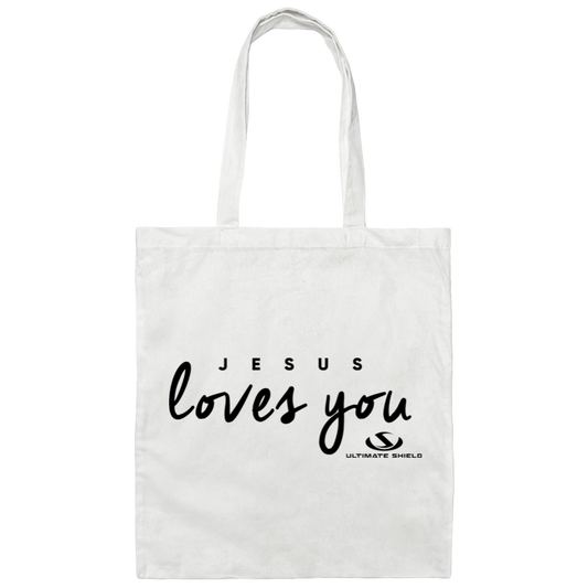 JESUS LOVES YOU Canvas Tote Bag - The Shield of Light