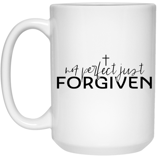 Not perfect just forgiven 15 oz. White Mug - The Shield of Light